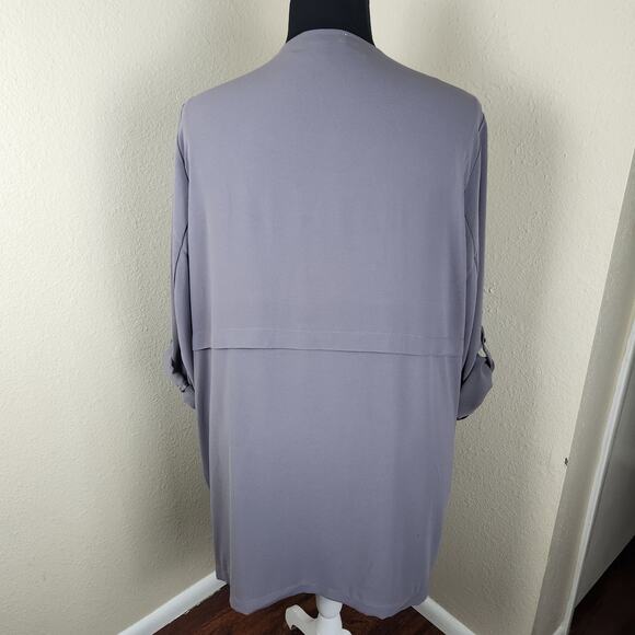 Philosophy Longline Open Front Jacket Lightweight Blazer Roll Up Sleeves 2X - Picture 8 of 10